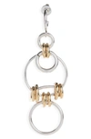 Isabel Marant Stunning Mixed Metal Single Drop Earring In Silver