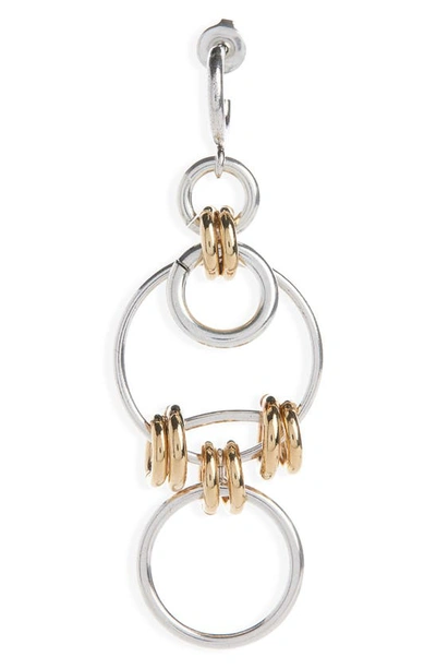 Isabel Marant Stunning Mixed Metal Single Drop Earring In Silver