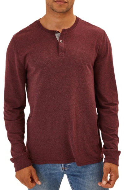 Threads 4 Thought Long Sleeve Henley In Maroon Rust