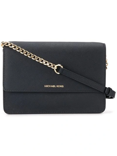 Michael Michael Kors 'large Daniela' Leather Crossbody Bag In Blue