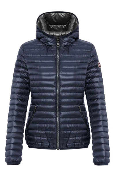 Colmar Hooded Water Repellent Down Recycled Nylon Puffer Jacket In Navy-dark Steel