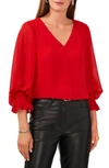 Vince Camuto Blouson Sleeve Top In Red