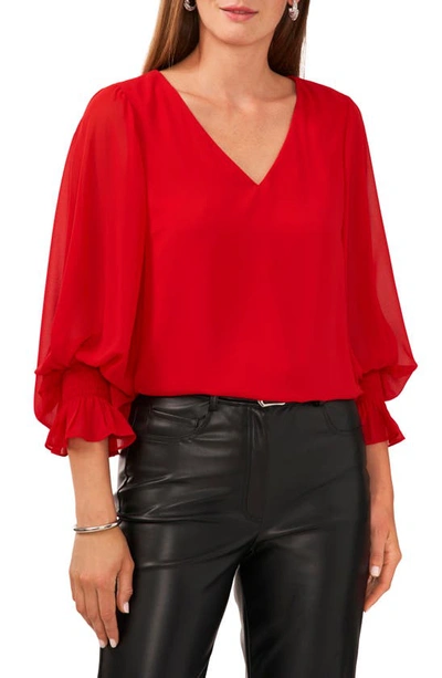 Vince Camuto Blouson Sleeve Top In Red
