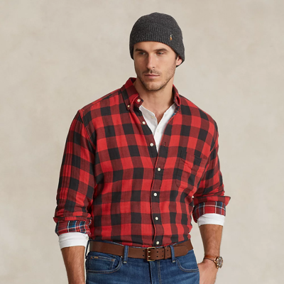 Polo Ralph Lauren Checked Double-faced Shirt In Red/black