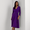 Ralph Lauren Surplice Jersey Dress In Purple Agate
