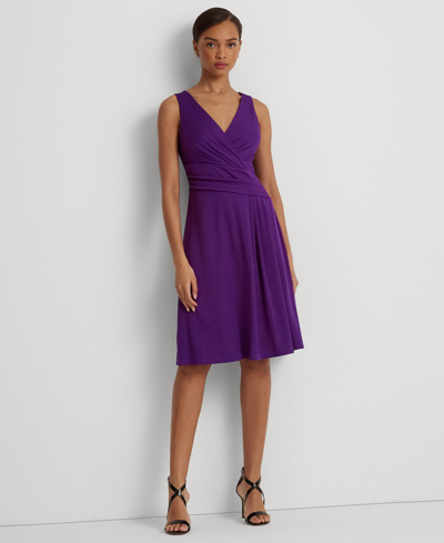 Lauren Ralph Lauren Surplice Jersey Sleeveless Dress In Purple Agate