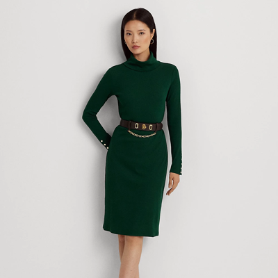 Lauren Ralph Lauren Cotton-blend Turtleneck Dress In Season Green