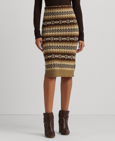 Lauren Ralph Lauren Fair Isle Wool-blend Knit Pencil Skirt In Multi