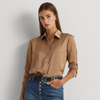 Ralph Lauren Satin Charmeuse Shirt In Classic Camel