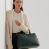 Ralph Lauren Crosshatch Leather Large Hanna Satchel In Season Green