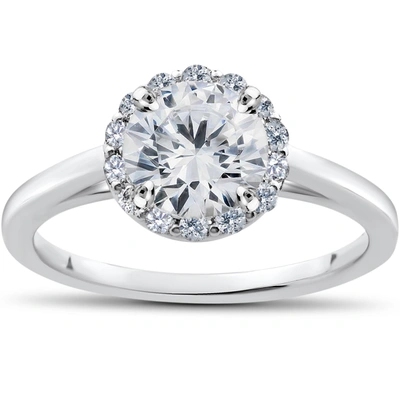 Pompeii3 1 Ct Lab Created Diamond Madelyn Halo Engagement Ring 14k White Gold In Metallic
