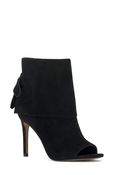 Vince Camuto Amesha Open Toe Bootie In Black Suede