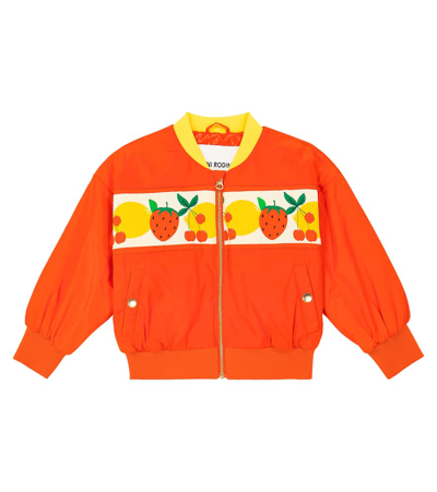 Mini Rodini Kids' Fruit-print Bomber Jacket In Orange