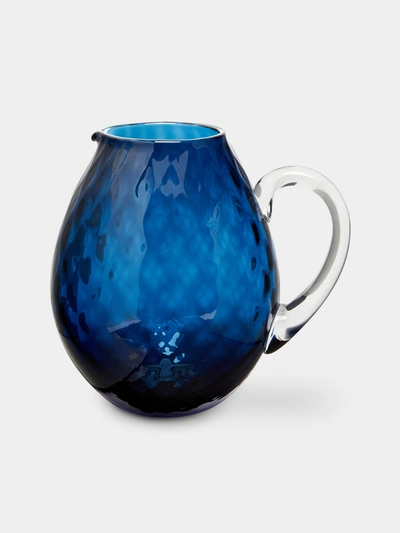 Nasonmoretti Idra Balloton Murano Glass Pitcher In Blue