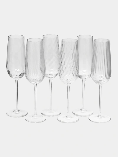 Nasonmoretti Tolomeo Murano Glass Champagne Flutes (set Of 6) In Transparent