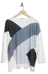 Go Couture Dolman Sleeve Asymmetrical Hem Pullover In Ivory/ Summer Song