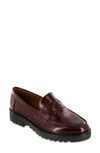 Mia Amore Hali Lug Sole Penny Loafer In Cordovan