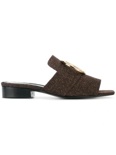 Dorateymur Open-toe Buckled Mules In Brown