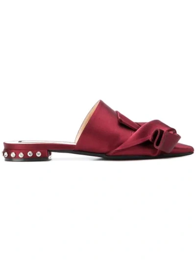 N°21 Flat Bow Front Mules In Red