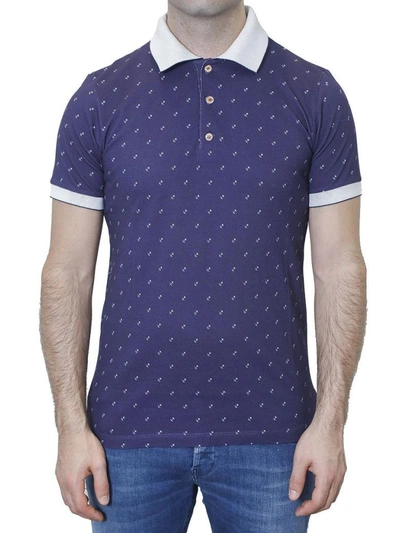 Fefè Glamour Pochette Fefe - Pique Cotton Printed Polo Shirt In Blue
