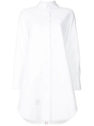Thom Browne Frayed Oxford Shirtdress In 100 White