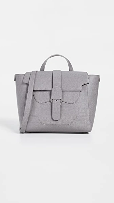 Senreve Midi Maestra Convertible Textured-leather Shoulder Bag In Dark Gray