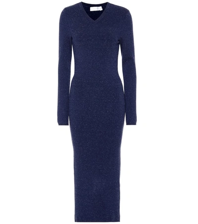 Victoria Beckham Wool-blend Midi Dress In Blue