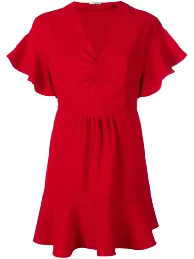 Miu Miu Flared-sleeve Crepe Mini Dress In Red