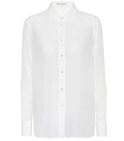 Saint Laurent Paris Silk Shirt In White