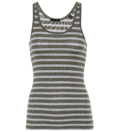 Atm Anthony Thomas Melillo Striped Jersey Tank Top In Green