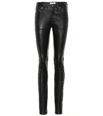 Saint Laurent Leather Pants In Black