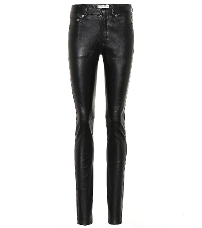 Saint Laurent Skinny Leather Trousers In Black