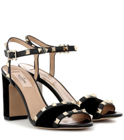 Valentino Garavani Rockstud Suede Sandals In Black