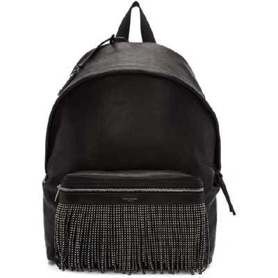 Saint Laurent Stud Fringe Leather Backpack W/ In Black