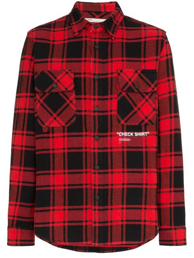 Off-white "check Shirt" Cotton Flannel Shirt In 2001 Red/white