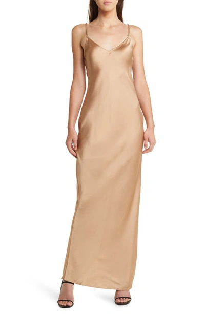 Frame Silk Maxi Slipdress In Blush