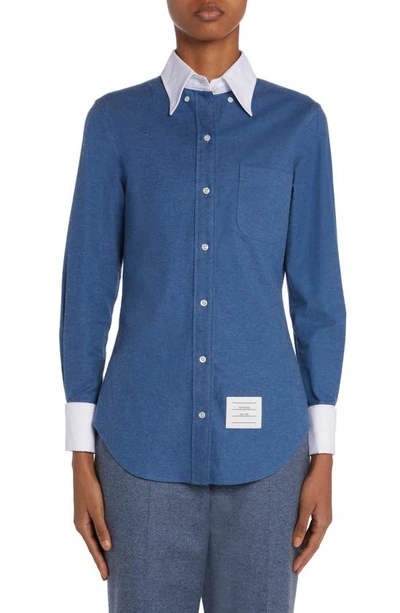 Thom Browne Cotton Button-down Shirt In Blue