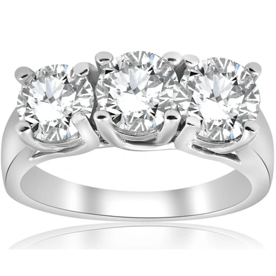 Pompeii3 3ct Three Stone Diamond Engagement Ring 14k White Gold In Multi