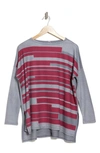 Go Couture Asymmetric Dolman Sweater In Grey/ Beetroot Purple