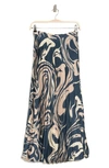 T Tahari Pleated Satin Skirt In Slate Blue Marble