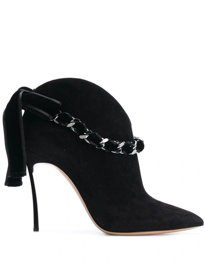Casadei Ankle Height Stiletto Boot In Black