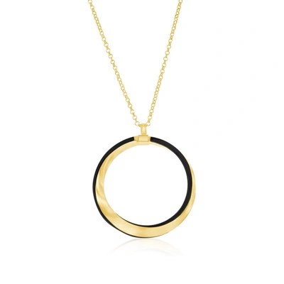 Simona Sterling Silver, Black Enamel Twist Necklace - Gold Plated