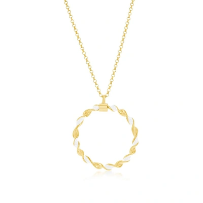 Simona Sterling Silver, White Enamel Twisted Necklace - Gold Plated