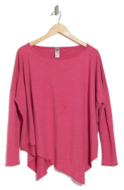 Go Couture Dolman Sleeve Asymmetrical Hem Pullover In Beetroot Purple Pink