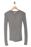 Bp. Long Sleeve Rib Crewneck T-shirt In Grey Cloudy Heather