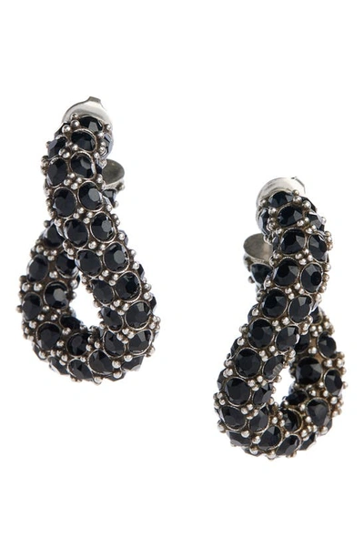 Isabel Marant Funky Ring Crystal Hoop Earrings In Black/ Silver