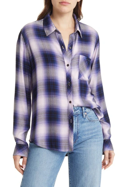 Rails Hunter Plaid Button-up Shirt In Orchid Navy