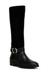 Vince Camuto Samtry Knee High Boot In Black Soft Silky Leather Verona Suede