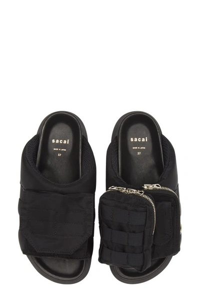 Sacai Pockets Slide Sandal In Black