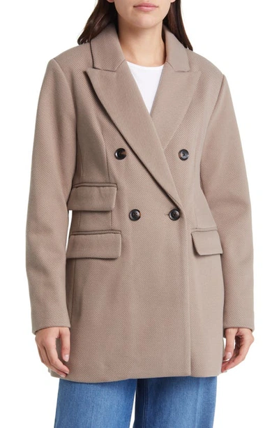 Bcbgmaxazria Peak Lapel Double Breasted Coat In Stone